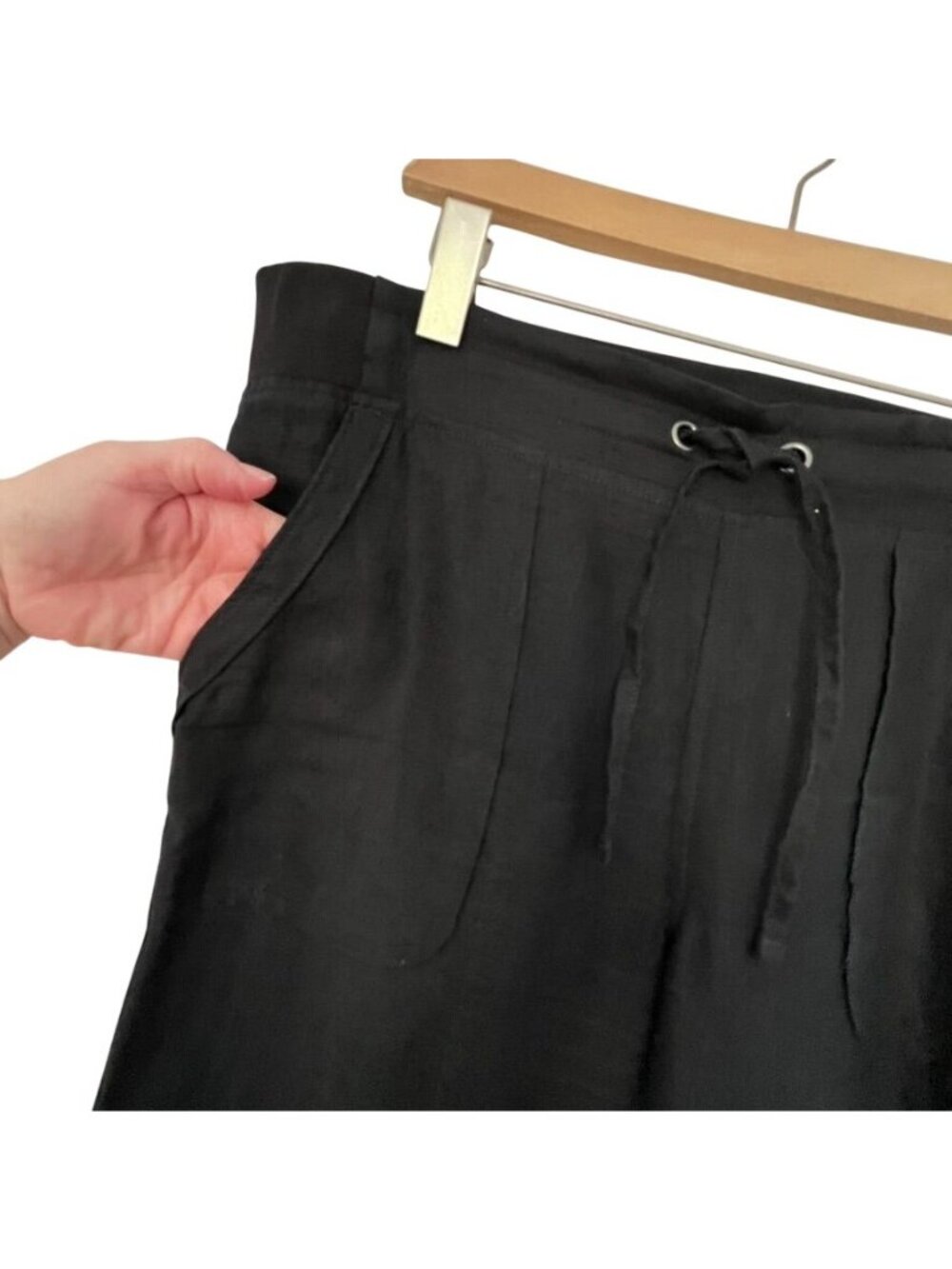 Athleta Womens Sz 12 Linen Wide Leg Pull-On Pants Drawstring Coastal Summer - Picture 4 of 16